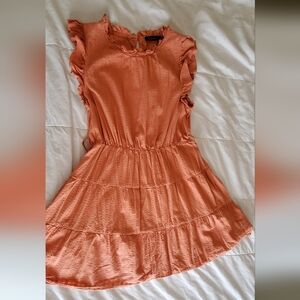 🌸 Soft Peach Ruffle Mini Dress – Sweet & Feminine Style